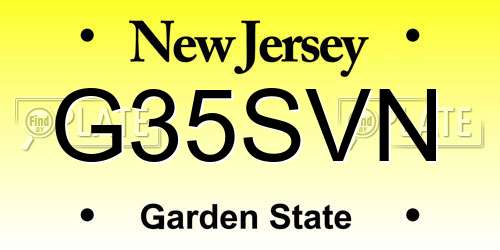 G35SVN New Jersey License Plate