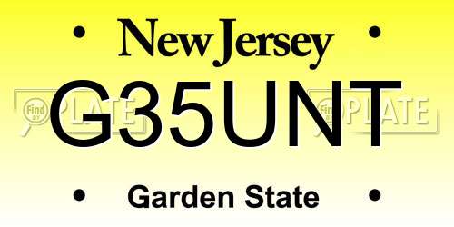 G35UNT New Jersey License Plate
