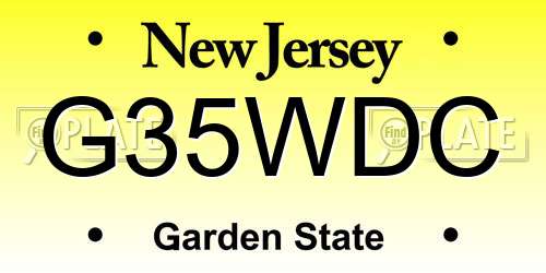 G35WDC New Jersey License Plate