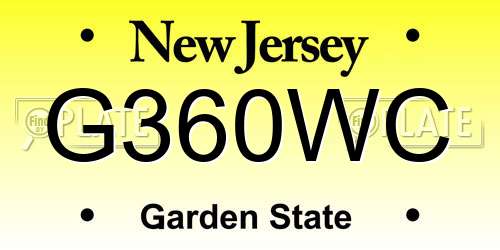G360WC New Jersey License Plate