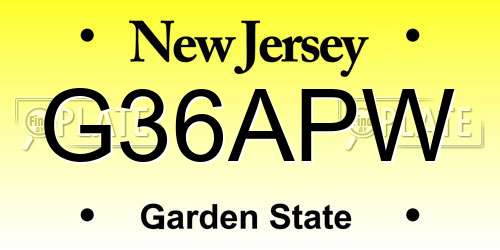 G36APW New Jersey License Plate
