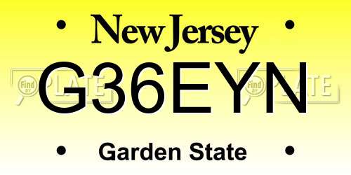 G36EYN New Jersey License Plate