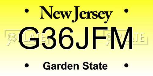 G36JFM New Jersey License Plate