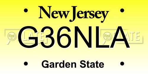 G36NLA New Jersey License Plate