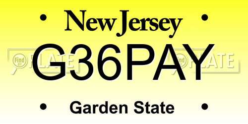 G36PAY New Jersey License Plate
