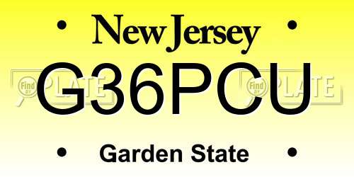 G36PCU New Jersey License Plate