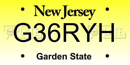 G36RYH New Jersey License Plate