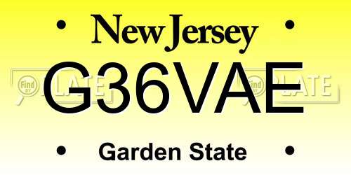 G36VAE New Jersey License Plate