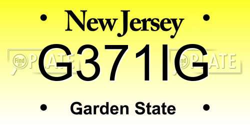 G371IG New Jersey License Plate