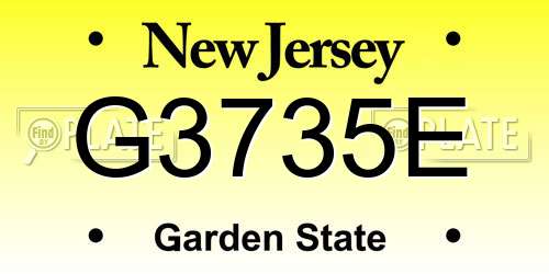 G3735E New Jersey License Plate