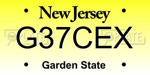 G37CEX New Jersey License Plate