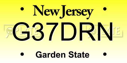 G37DRN New Jersey License Plate