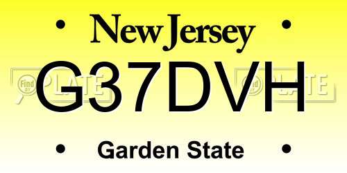 G37DVH New Jersey License Plate