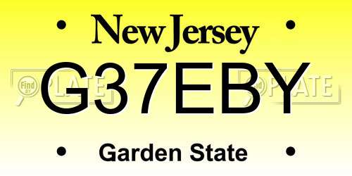 G37EBY New Jersey License Plate