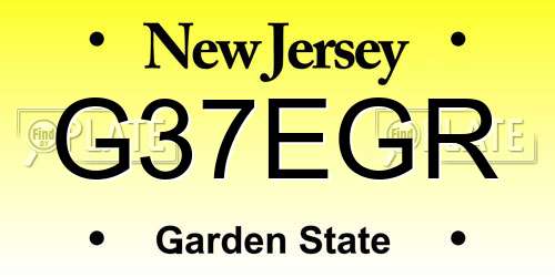 G37EGR New Jersey License Plate