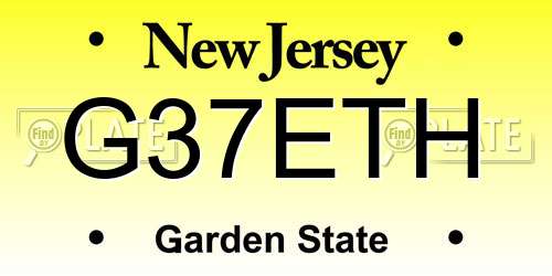 G37ETH New Jersey License Plate