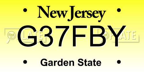 G37FBY New Jersey License Plate