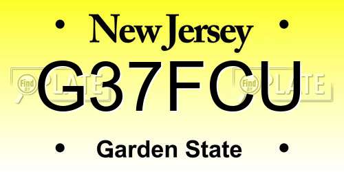 G37FCU New Jersey License Plate