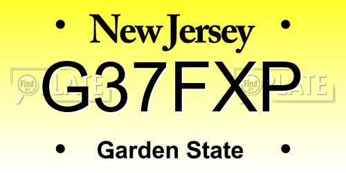 G37FXP New Jersey License Plate