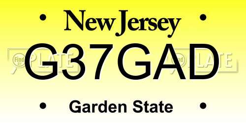 G37GAD New Jersey License Plate