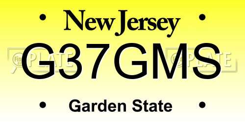 G37GMS New Jersey License Plate