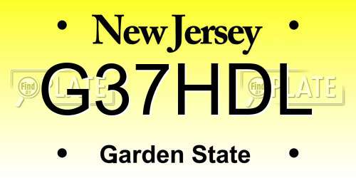 G37HDL New Jersey License Plate