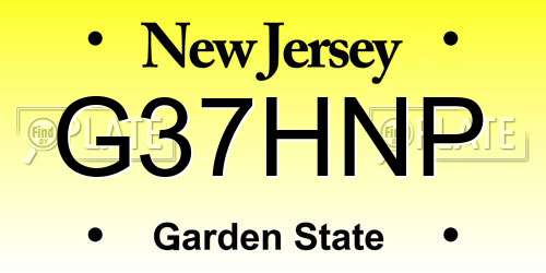 G37HNP New Jersey License Plate
