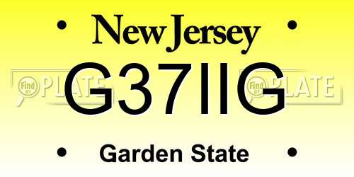 G37IIG New Jersey License Plate