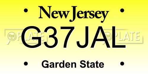 G37JAL New Jersey License Plate