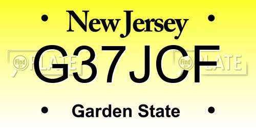 G37JCF New Jersey License Plate