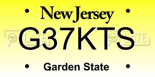 G37KTS New Jersey License Plate
