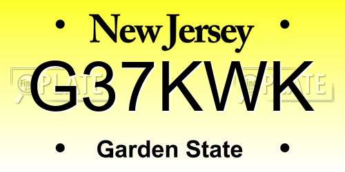 G37KWK New Jersey License Plate