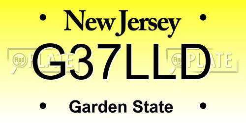 G37LLD New Jersey License Plate