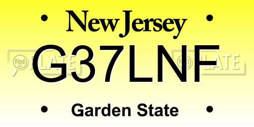 G37LNF New Jersey License Plate
