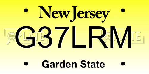 G37LRM New Jersey License Plate