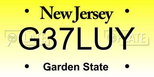 G37LUY New Jersey License Plate