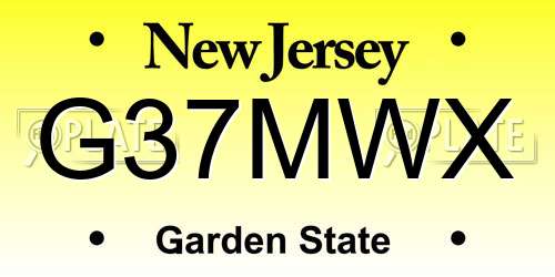 G37MWX New Jersey License Plate