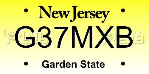 G37MXB New Jersey License Plate