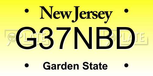 G37NBD New Jersey License Plate