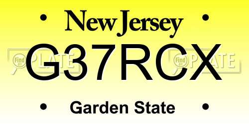 G37RCX New Jersey License Plate