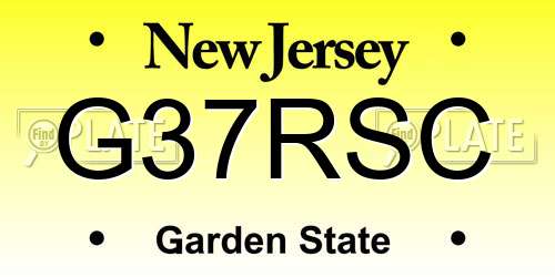 G37RSC New Jersey License Plate