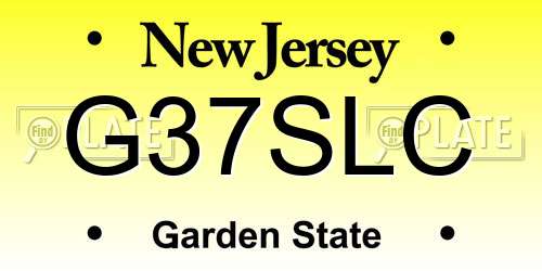 G37SLC New Jersey License Plate