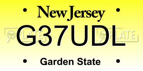 G37UDL New Jersey License Plate
