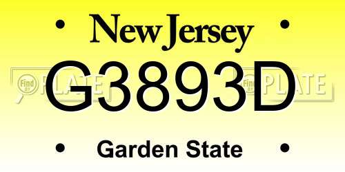 G3893D New Jersey License Plate