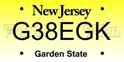 G38EGK New Jersey License Plate
