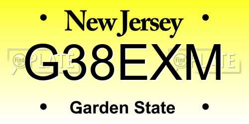 G38EXM New Jersey License Plate