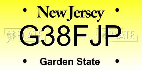 G38FJP New Jersey License Plate