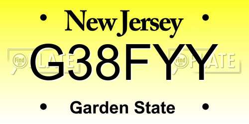 G38FYY New Jersey License Plate