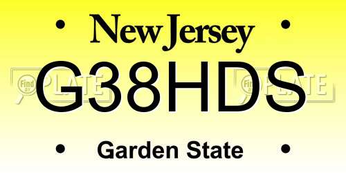 G38HDS New Jersey License Plate