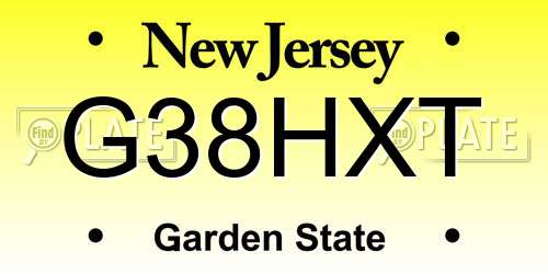 G38HXT New Jersey License Plate